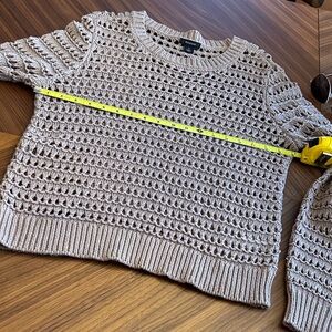 🍯Halogen Beige Open-Knit Crewneck Sweater